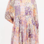 Loft Floral Godet Split Neck Swing Dress size M Photo 0