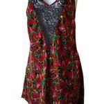 Victoria's Secret  Vintage Gold Label Satin & Lace Nightie Slip Red & Pink Tulips Photo 0