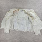 VTG Cachet Lace Jacket Womens 12 White Sequin Pearl Button Victorian Bridal Photo 11