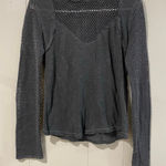 Free People  We The Free Crochet Knit Long Sleeve Top • Charcoal Gray • Size M Photo 0