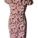 Donna Karan Women's 4 Asymmetrical Pink Floral Pencil Sheath Dress Office Formal Photo 0