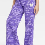 Nba Lakers Wide Leg Fleece Lounge Pants Purple Graphic Pull On Streetwear Small Photo 0