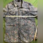 Rue 21 Women’s Button Down Denim and Floral Long Sleeve Blouse Size M Photo 3