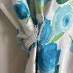 C&C California Vtg California Dynasty Womens Robe Sz L Satin Floral Long White‎ Blue Tie Photo 6