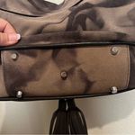 ABRO suede leather abstract print saddle bag, brown and tan, adjustable strap Photo 4