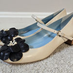 Frances Valentine Ivory Mary Jane Block Heel Shoes Size 7B Flower‎ Embellished Photo 0