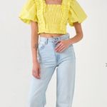 Endless Rose Smocked Puff Sleeve Top in Yellow Photo 0