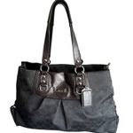 Coach EUC Ashley Signature Metallic Charcoal Satchel Two-Way Photo 1