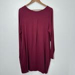 Peruvian Connection Stretch Jersey Knit Scoopneck Purple Red Longsleeve Dress Photo 4