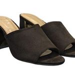 H by Halston H Halston Vegan Suede Sandals Spain Block Heel Gold Trim Womens 8 Heels Pumps Photo 0