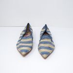 NEW Michele Lopriore Elyse Pointy Loafer Multicolor Blue Gold Stripe Flat Shoes Photo 1