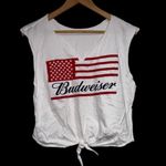 Budweiser  tee shirt cuff off sleeves cropped raw hem tie front medium Photo 1