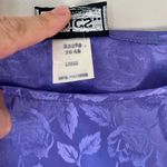 Topics Sz Large Pullover Purple Metallic Floral Blouse Knit Tie Banded Hem Blue Photo 1