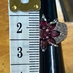 Natural Rhodolite Garnet Sterling Silver Cocktail Ring Size 6 Photo 7