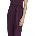 Andrew Marc  Tulip sleeve tie waist jumpsuit in Aubergine Size 8 NWT Photo 0