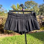 Edikted  Black Denim Pleated Micro Mini Skirt Skort Size M Photo 3