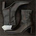 Mango Women's Block Heel Brown Leather Ankle Boots -Size 7.5 Photo 7