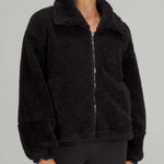 Lululemon Cinchable Fleece Zip-Up Jacket Sherpa Teddy In Black Size 4 Photo 0