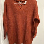 Sweet Wanderer Women's Rust Sweater with Laced Back Photo 0