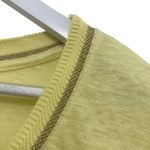 Chico's Yellow Linen Knit Top Size 0 Small Metallic Trim Short Sleeve Tunic Tee Photo 5