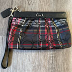 Coach VTG Y2K C Logo Poppy Tartan Glitter Plaid Black Multicolor Wristlet Clutch Photo 0