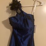 La Femme Thumbnail Filmstrip of GiGi Navy One Shoulder Prom Dress with Flower by  Photo 3