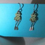 Vintage Green Frog Earrings With Dangle Legs Photo 0