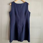 Vintage Vicki Wayne Navy Sheath Dress Colorblock Trim USA Made retro modest Blue Size 14P Photo 7