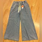 Cider  Closets Happy Hour Wide-Leg Jean Pants with Drawstring Sz L Photo 0