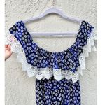 Lovers + Friends  Floral Off-the-Shoulder Thigh Slit Maxi Dress Navy Womens Sz XS Photo 4