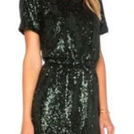 Revolve Women's Lucy Paris Dark Green Sequins Short Mini T-shirt Dress L Holiday Photo 0
