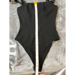 Lulus NWT Size Medium Black Tie Strap Bodysuit Women Top Chic Classic Stretch Photo 5