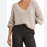 Boden USA Boden Oversized V Neck Cable Knit Pullover Cream Metallic Sweater Size 14 Photo 12