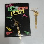 Vintage 90s New Kids On The Block Gold Tone Dangle Earrings Donnie Spell Out Photo 0