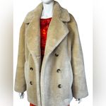 Sandro  Faux Fur Double Breasted Coat Natural Size 36 Photo 6