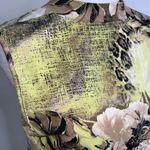 Apriori Golden Yellow Tan & Green Tropical Floral High Neck Sleeveless Top 10 Photo 6