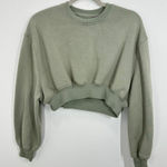BP Olive Green‎ Cropped Sweatshirt XS Long Sleeve Casual Pullover Top Loungewear Green Photo 0