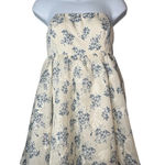 Cotton Candy LA Strapless Floral Dress Mini Babydoll Cream Blue Size Small Photo 0