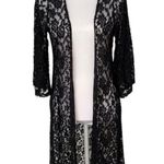 MAUVE Dressy Black Floral Lace Maxi Open Long Cardigan Size Small NWT Photo 0
