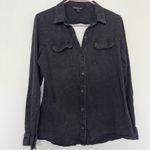 Rock & Republic  Women's Distressed Retro Grunge Rock Button-Up Shirt, Black, L Photo 1