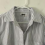 Madewell  Women's Y-Neck Button Up Blue Striped Poplin Shirt S Small New Flaw Photo 2