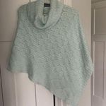 Wooden Ships  Teal Green Poncho Sweater Turtleneck Open Knit Wool Photo 0