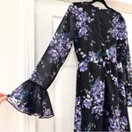 ASOS  Black Ruffle Trim Purple Floral Double Front Slit Maxi Dress sz 4 Photo 5