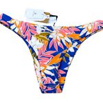 Volcom NWT Hot Tropics Blue Floral V Bikini Swimsuit Bottom Large Cheeky Photo 0