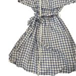 Anthropologie  Dress Boho XL Off Shoulder Blue White Gingham Tie Waist Cottage‎ Photo 1