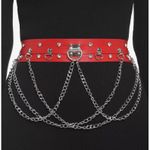 Hot Topic Red Faux Leather Chain Belt Photo 0