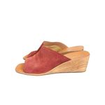 y2k vtg. Burgundy suede wedge mule sandals with wooden wedge heel size 8 Red Photo 3
