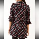 J. JILL women's size medium red black and white plaid shirt dress with pockets Photo 3