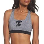 Zella Gray & Black Lace It Up Racerback Sports Bra XL Photo 0