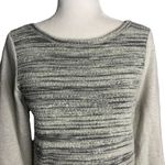 Loft  Boucle Pullover Sweater XS Black Grey Zippered Pockets Round Neck Photo 1